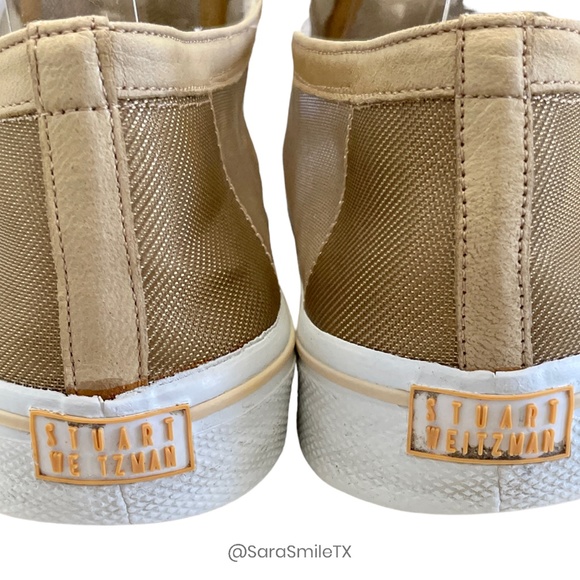 STUART WEITZMAN Metallic Gold Mesh Low Top Fashion Sneakers - Picture 7 of 16